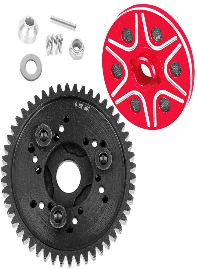 تروس BRCatWPark RC 50T Spur Gears 0.8Mod، قطع غيار مُحسّنة لسيارات 1/10 Slash 2WD (VXL)/Rustler 2WD (VXL)/Stampede 2WD (VXL)/Bandit 2WD (VXL)، قابض انزلاقي معدني فولاذي شديد التحمل، أحمر - Image 1